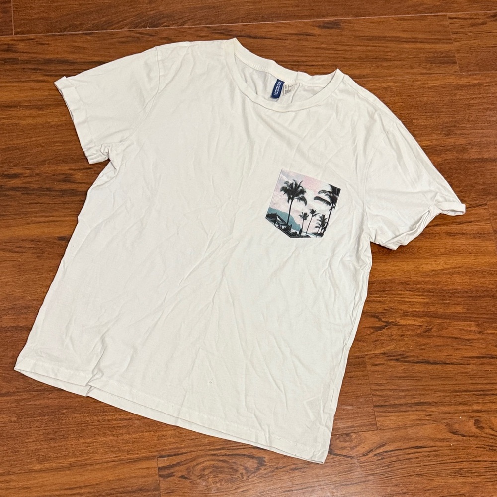Divided Cream Palm Pocket Tee